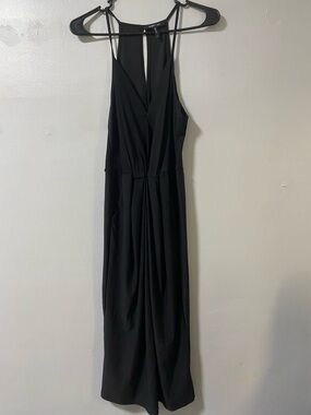 BCBG Black Strapless Jumpsuit with Halter Detail